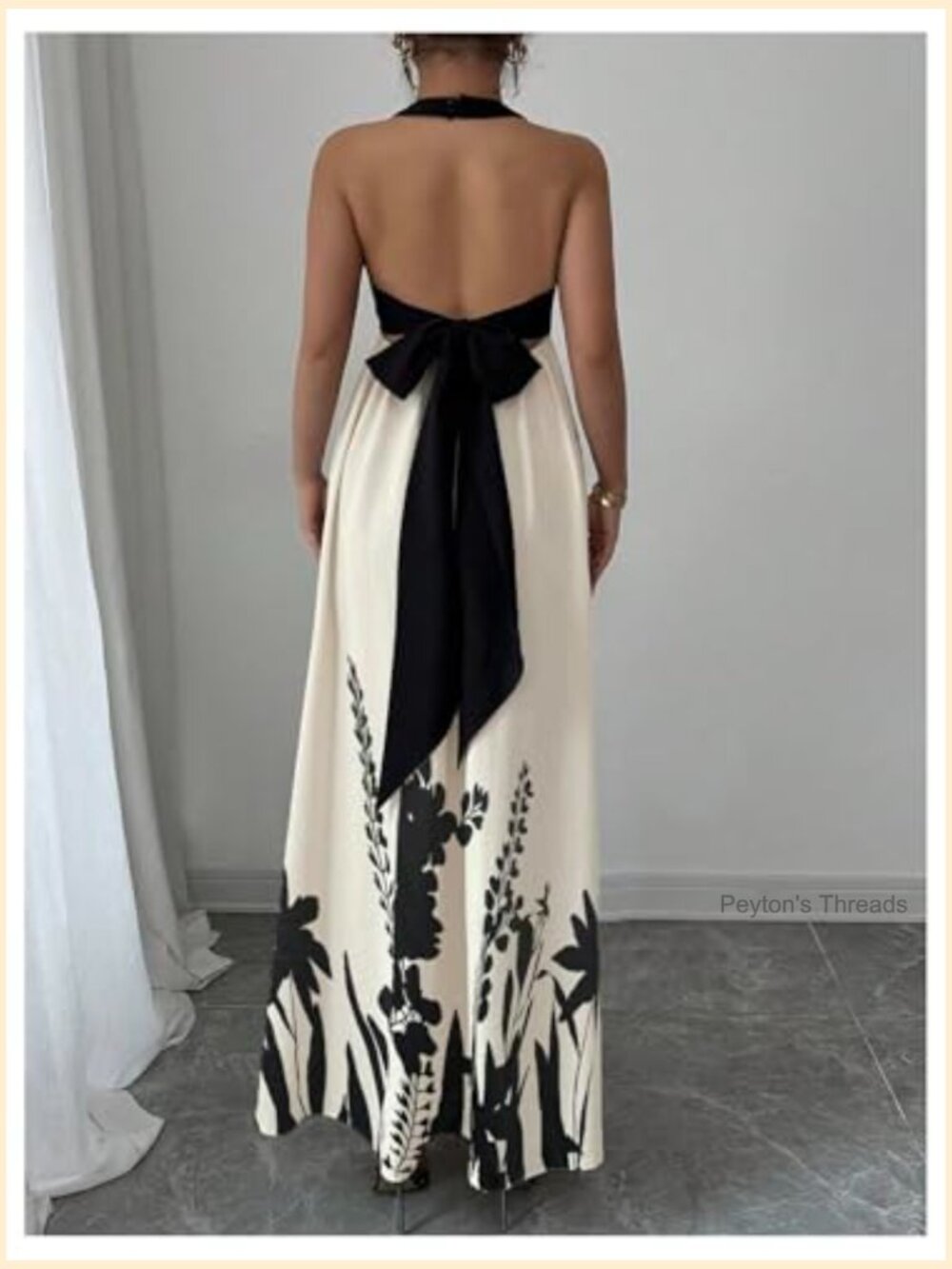 Halter Maxi Dress with Flowy A-Line Silhouette Beach Wedding Guest Sundress - Picture 2 of 5
